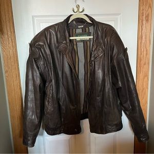 Danier brown leather jacket, bomber style